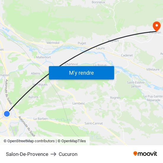 Salon-De-Provence to Cucuron map