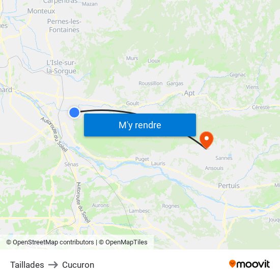 Taillades to Cucuron map