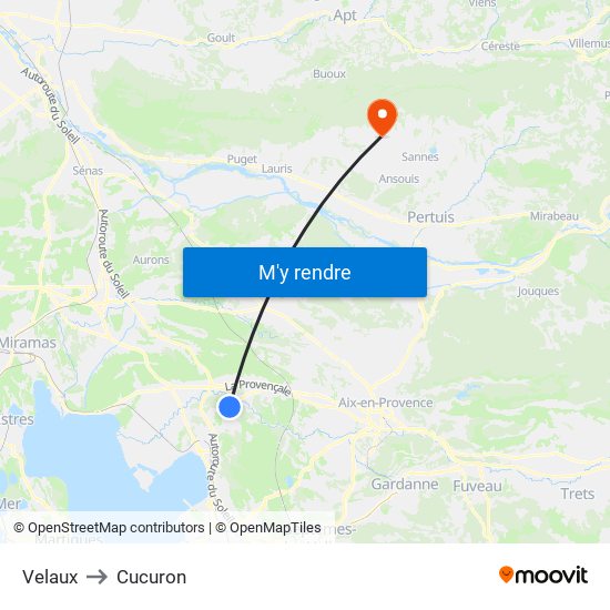 Velaux to Cucuron map