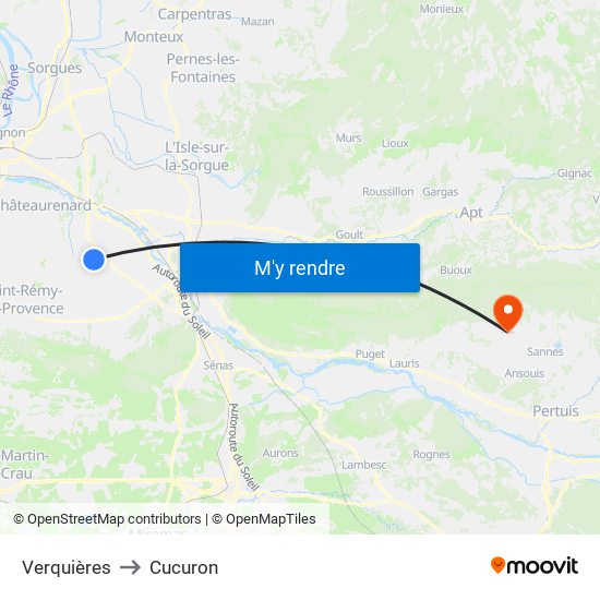 Verquières to Cucuron map