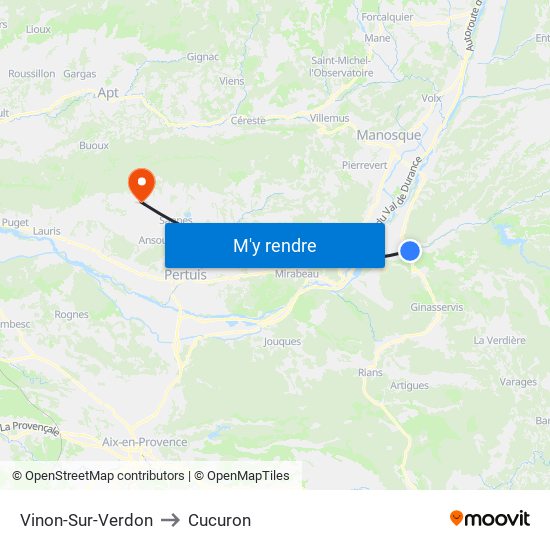 Vinon-Sur-Verdon to Cucuron map
