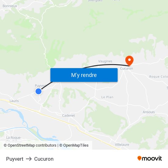 Puyvert to Cucuron map