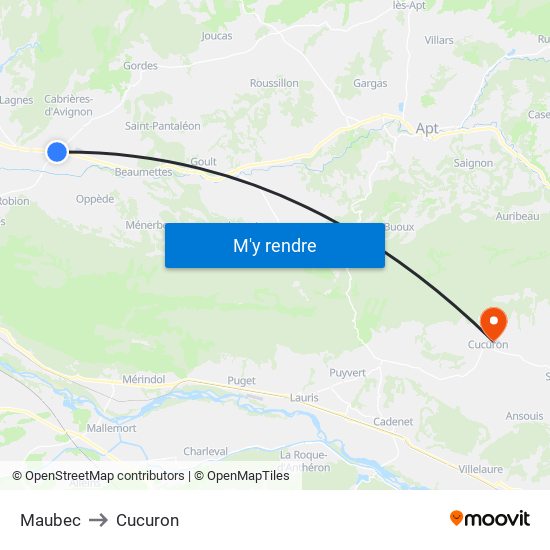 Maubec to Cucuron map