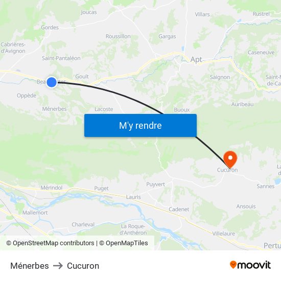 Ménerbes to Cucuron map