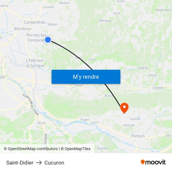 Saint-Didier to Cucuron map