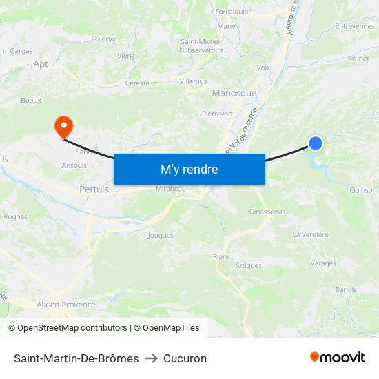 Saint-Martin-De-Brômes to Cucuron map