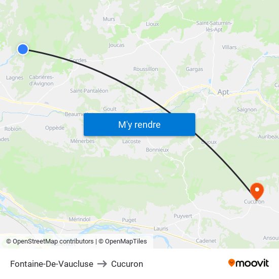 Fontaine-De-Vaucluse to Cucuron map