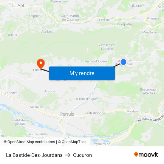 La Bastide-Des-Jourdans to Cucuron map