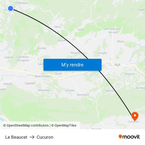 Le Beaucet to Cucuron map