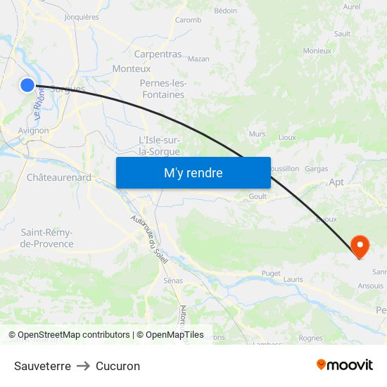 Sauveterre to Cucuron map