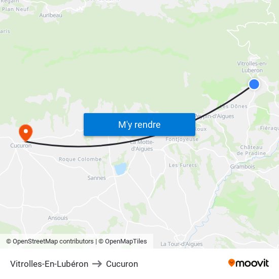 Vitrolles-En-Lubéron to Cucuron map