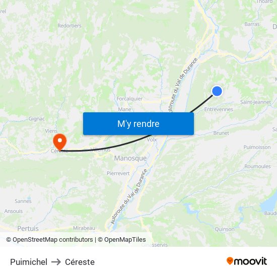 Puimichel to Céreste map