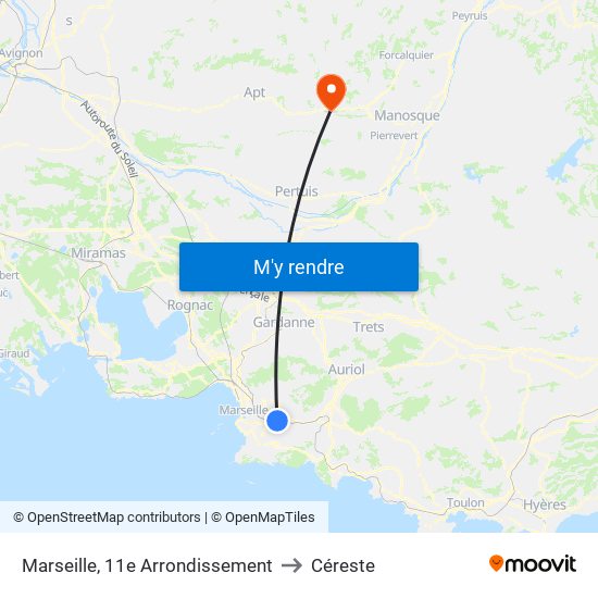 Marseille, 11e Arrondissement to Céreste map