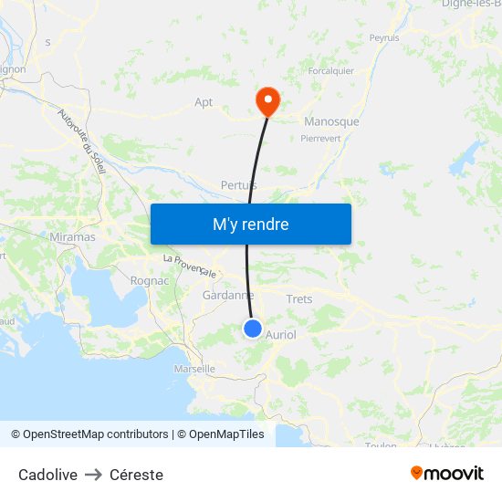 Cadolive to Céreste map