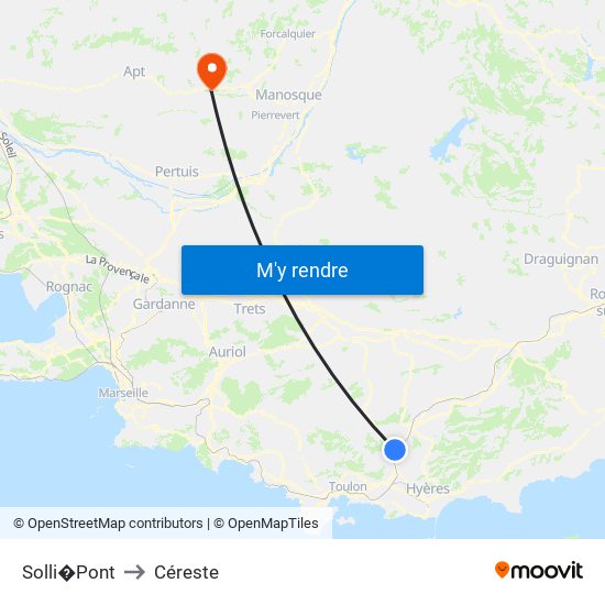 Solli�Pont to Céreste map