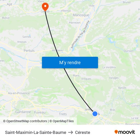 Saint-Maximin-La-Sainte-Baume to Céreste map