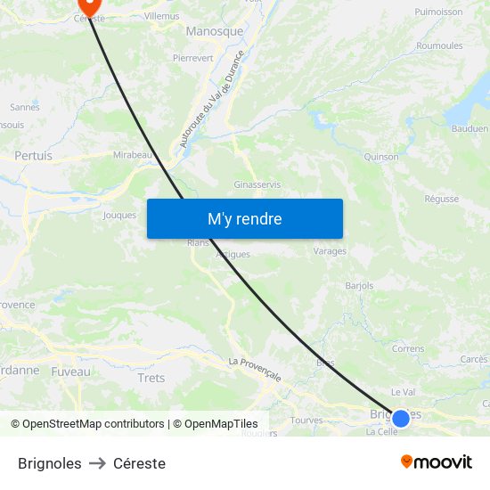 Brignoles to Céreste map