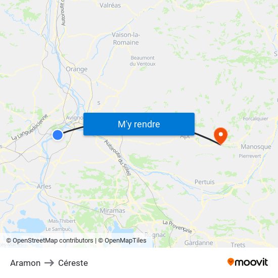 Aramon to Céreste map