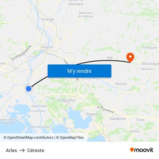 Arles to Céreste map