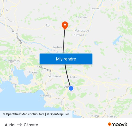 Auriol to Céreste map