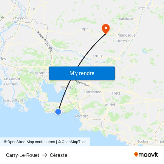 Carry-Le-Rouet to Céreste map