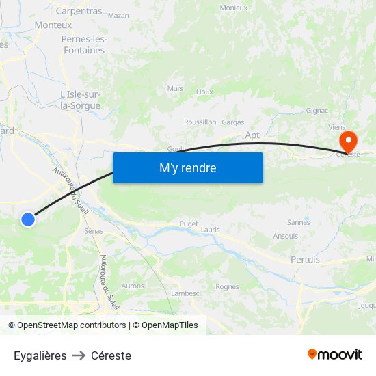 Eygalières to Céreste map