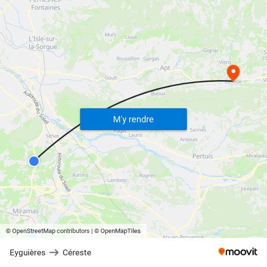 Eyguières to Céreste map