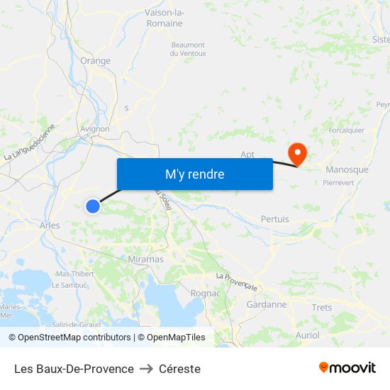 Les Baux-De-Provence to Céreste map