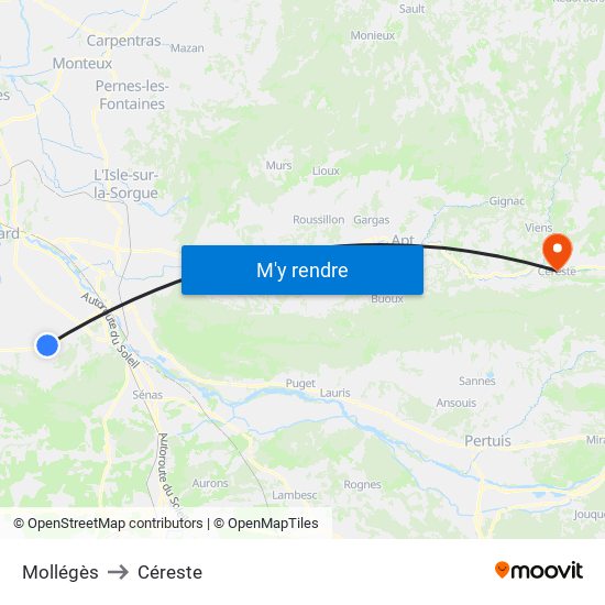 Mollégès to Céreste map