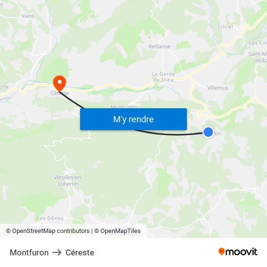 Montfuron to Céreste map
