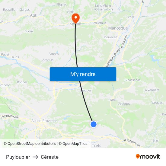 Puyloubier to Céreste map