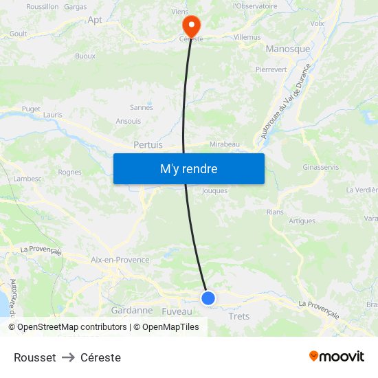 Rousset to Céreste map