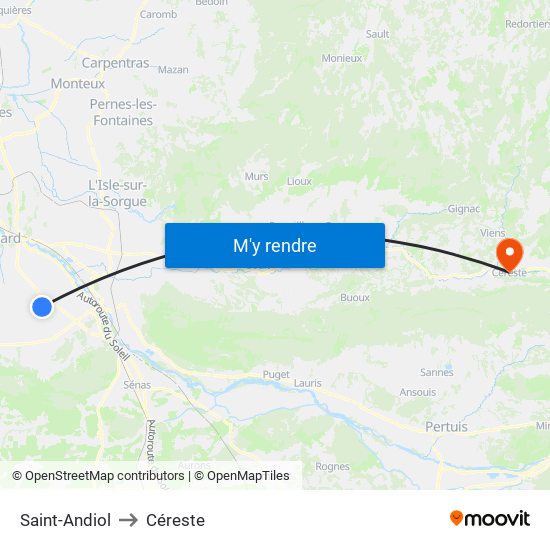 Saint-Andiol to Céreste map