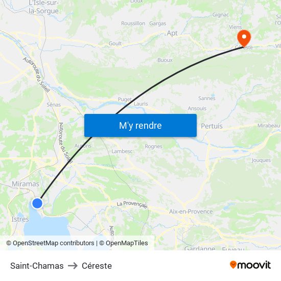 Saint-Chamas to Céreste map