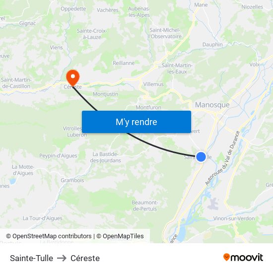 Sainte-Tulle to Céreste map