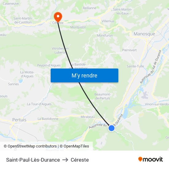 Saint-Paul-Lès-Durance to Céreste map