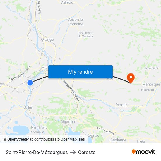 Saint-Pierre-De-Mézoargues to Céreste map