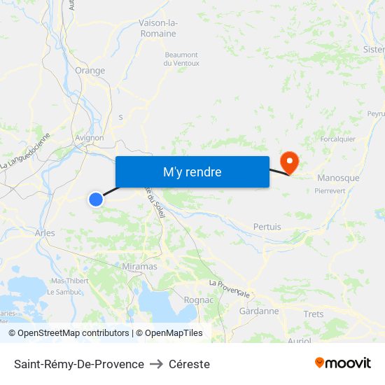Saint-Rémy-De-Provence to Céreste map