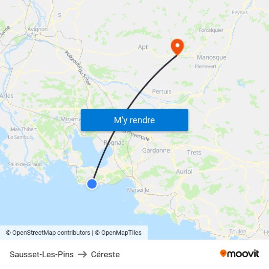 Sausset-Les-Pins to Céreste map