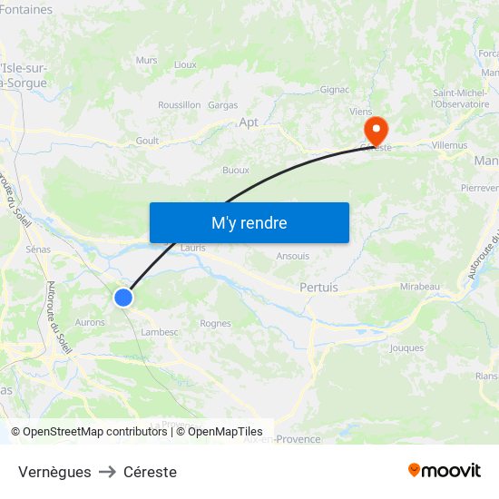 Vernègues to Céreste map