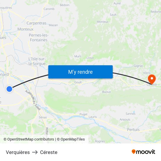 Verquières to Céreste map
