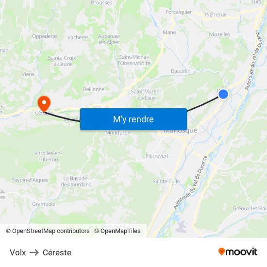 Volx to Céreste map