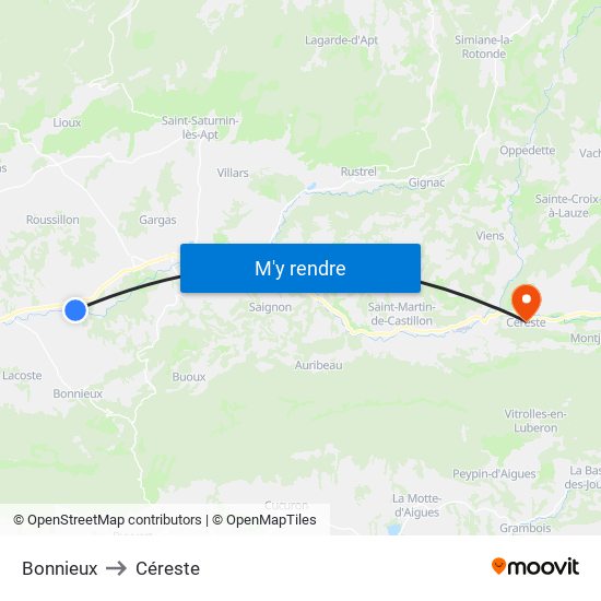 Bonnieux to Céreste map
