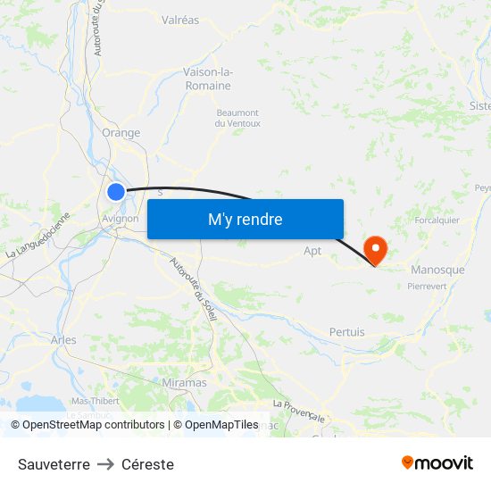 Sauveterre to Céreste map