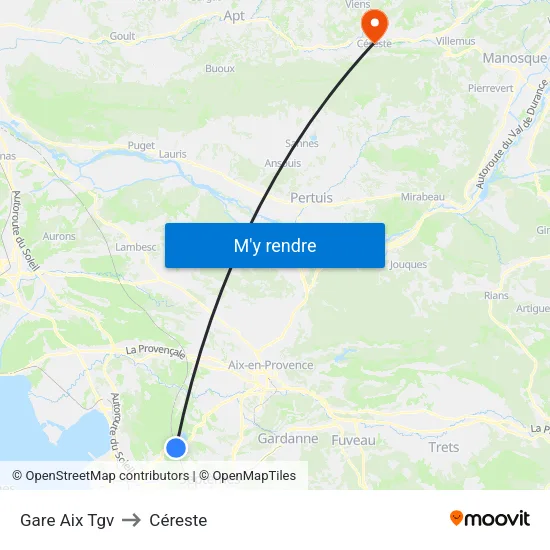 Gare Aix Tgv to Céreste map