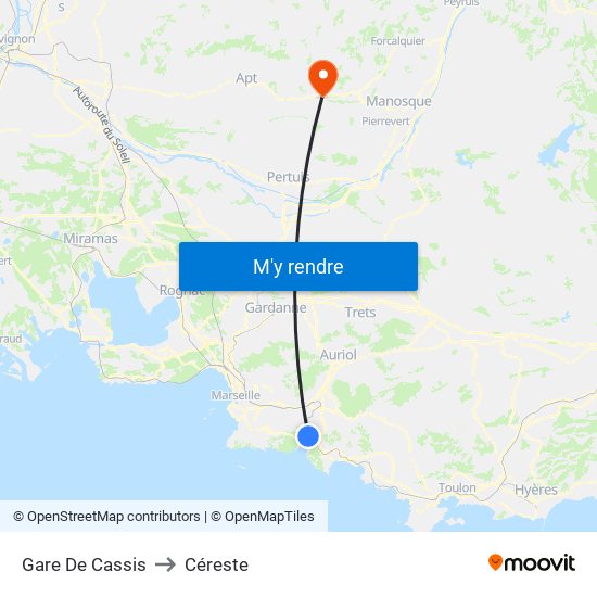 Gare De Cassis to Céreste map