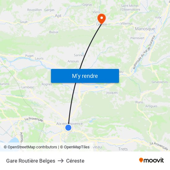 Gare Routière Belges to Céreste map