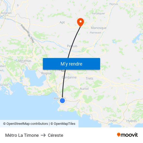 Métro La Timone to Céreste map