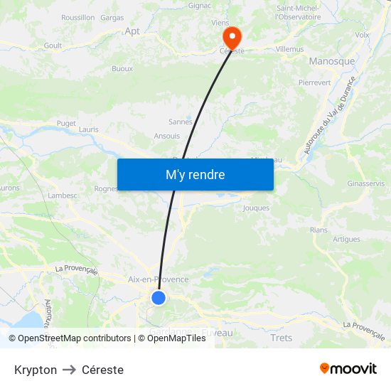 Krypton to Céreste map