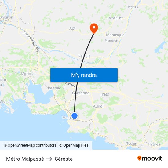 Métro Malpassé to Céreste map